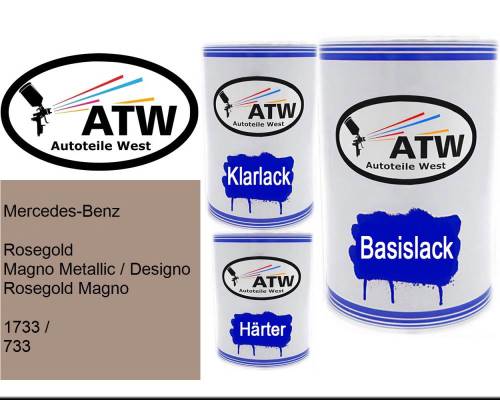 Mercedes-Benz, Rosegold Magno Metallic / Designo Rosegold Magno, 1733 / 733: 500ml Lackdose + 500ml Klarlack + 250ml Härter - Set, von ATW Autoteile West.